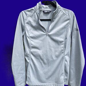 The North Face Pullover Women's Medium Gray 1/2 Zip Mock Neck Stretch Jacket EUC
